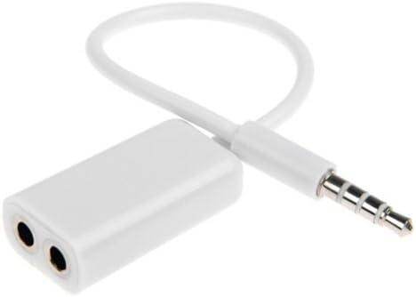 Atmoz Audio Stereo Headset/Headphone/Earphone/Speaker Audio Dual Jack Splitter Cable for iPhone or Android Smartphones, 3.5mm TRRS Male to 2x Female (White)