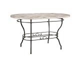 Powell Clayton Antique-Pewter Gathering Table with Natural-Stone Mosaic Top
