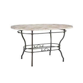 Powell Clayton Antique-Pewter Gathering Table with Natural-Stone Mosaic Top