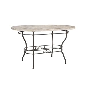 Powell Clayton Antique-Pewter Gathering Table with Natural-Stone Mosaic Top