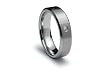 Stainless Steel Ring Satin Flat Center with CZ High Polish Band 6mm