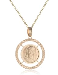 14k Yellow Gold D-cut Mother Mary Pendant Necklace, 18"