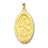 24in Gold-plated Large Oval St. Christopher Medal Necklace