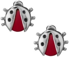 Sterling Silver Coral Ladybug Earrings
