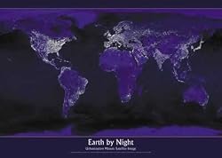 Earth By Night - Nature Poster (Size: 36" x 24")