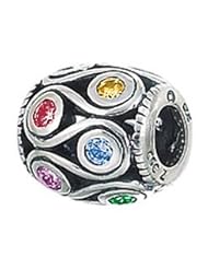 Sterling Silver Loops Multi CZ Zable Bead BZ797