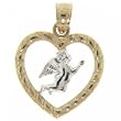 Yellow 14KT Gold Heart Pendant w/ Floating Angel Inside
