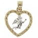 Yellow 14KT Gold Heart Pendant w/ Floating Angel Inside