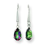 14k White Gold 8x5 Pear MyStic Fire Topaz Earrings