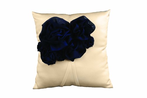 Ivy Lane Design Wedding Accessories Chelsea Collection Ring Pillow, Ivory and Navy Blue