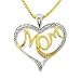 Sterling Silver 925 Two Tone Diamond Heart Necklace