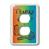 Beverly Turner Sports Design - Thank you to Tennis Coach Tennis Racket and Balls - Light Switch Covers - 2 plug outlet cover