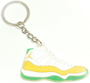 Air Jordan 11 Basketball Jumpman Key Chain in White Yellow Green