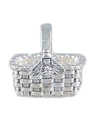 Sterling Silver 3D Basket with Bumble Bee Garden Pendant