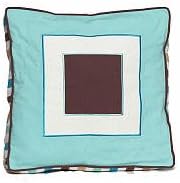 MOD Diamonds/Stripes Aqua/Chocolate Gussetted 16x16x4" Dec Pillow