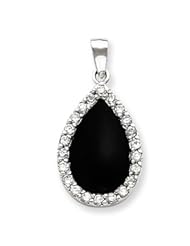 Sterling Silver CZ and Onyx Pendant