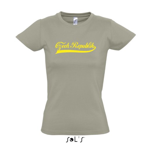 Damen T-Shirt – Tschechien Oldschool Czech Republic LÄNDERSHIRT EM / WM FAN Trikot S-XXL , Khaki – gelb , L