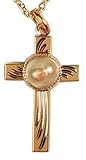 Gold 14k Plate Mustard Seed Cross Pendant 18 Gold Plate Chain.
