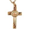 Gold 14k Plate Mustard Seed Cross Pendant 18" Gold Plate Chain.