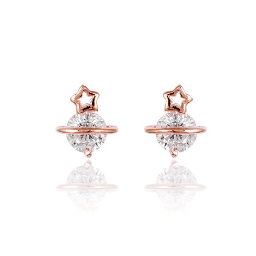 Fashion Plaza 18K Rose Gold Plated Star Stud Earring Cubic Zircon 5mm*8mm  E439