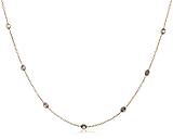  : 14k Yellow Gold Bezel Set Smoky Quartz Station Necklace, 32"