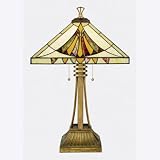 Pyramid Aged Gold Base Tiffany Table Lamp - QUZ-TFT15998AM