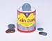 FRANK SCHAFFER PUBLICATIONS COIN BANK WITH PLASTIC COINS