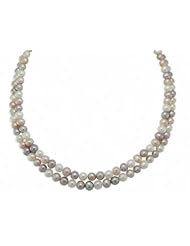14K two strand multicolor 6-6.5mm cultured freshwater pearl necklace, 17"