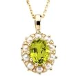 14K Yellow Gold Peridot and Pearl Pendant