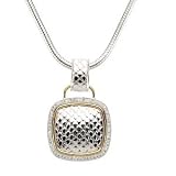 66553 Sterling & 14Ky Gold 1/3 Ct Tw Diamond Pendant On 18 Snake Chn