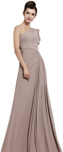 Coniefox Elegant One Shoulder Long Chiffon Prom Dresses Size M Color Grey
