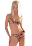 SkimpyOutfits : 2PC Leopard Print Velour Bikini Bra Sexy Lingerie Intimate Apparel with O-Ring Side Panty