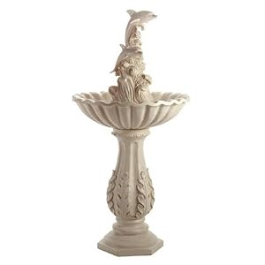 Outdoor Garden Dolphins Waves Water Fountain Birdbath by Jed Mart