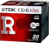 TDK CD-Rデータ用650MB 48倍速 5mm厚ケース入り20枚パック [CD-R74TFX20S]の画像