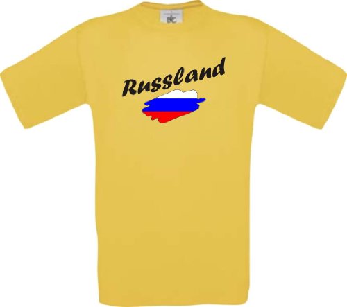 Shirtinstyle Kinder-Shirt WM Ländershirt Russland diverse Farben, Farbe gelb, Größe 104