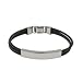 Eve's Addiction Ladies Black Leather Band Stainless Steel ID Bracelet