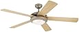 Westinghouse 7813665 Comet One-Light 52-Inch Five-Blade Ceiling Fan, Brushed Pewter with an Opal Globe