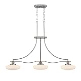 Quoizel CN346AN Copenhagen 3-Light Island Chandelier with Opal Etched Glass Shades, Antique Nickel