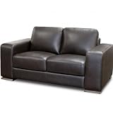 HUDSON LIVING ROOM LOVESEAT IN MOCCA LEATHER BY DIAMOND SOFA