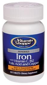 Отзывы the Vitamin Shoppe - Iron W/Vitamin C B12 Folic Acid And Copper, 100 tablets