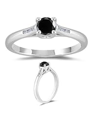 2/3 (0.62-0.70) Cts Black & White Diamond Ring in 14K White Gold