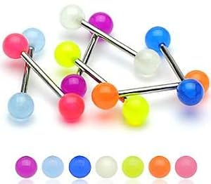 lot de 7 Piercing de langue phosphorescent