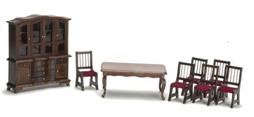 Childrens Toyshop  Toys : 8 pc Walnut Victorian Dining Room Set 1:12 Scale