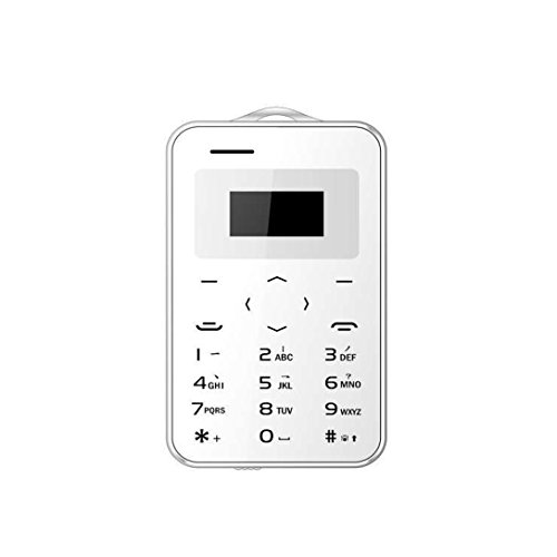 Jstone Tech C6 1.0 Inch 4.8mm Slim Ultra Thin Mini Pocket GSM Card Cell Phone Unlocked with Built-in Battery,nano sim card like iphone6/6s (White)