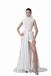 Girls Summer Feathers Lace-Up Satin Evening Dress/Homecoming Dress/Bridesmaid Dress/Prom Dress/Wedding Party Dress 