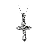 Sterling Silver Marcasite Cross Pendant with Chain