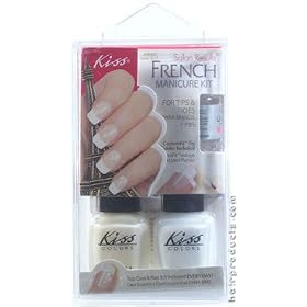 KISS Salon Results Sheer Buff French Manicure Nail Kit for Tips & Toes Custom Fit Guides Included (Model: FMK01)
