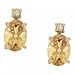 Yellow 14KT Gold Stud Earrings Oval Citrine & Diamond