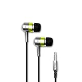 Hi-Fi Noise-Reducing Ear Buds For Kindle Fire, iPad, iPad 2, iPad3 and Touchscreen Tablets (Silver, Green)