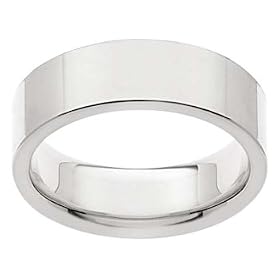 14k White Gold Flat Comfort Fit Men's Band  6mm.